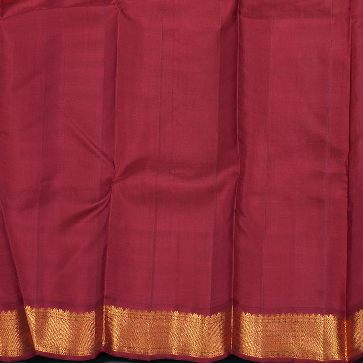 Hayagrivas Handloom Sampanga Yellow Kanjivaram Silk Saree with Maroon Border KBE1749K10-1