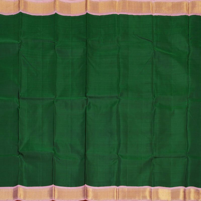 Hayagrivas Handloom Bottle Green Kanjivaram Silk Saree with Baby Pink border KBE1749K11-1