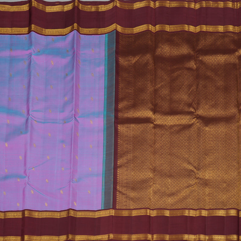 Hayagrivas Lilac Dual tone Colour Handloom Kanjivaram Silk Saree with Maroon Toned Brown Border KBE174D1-1