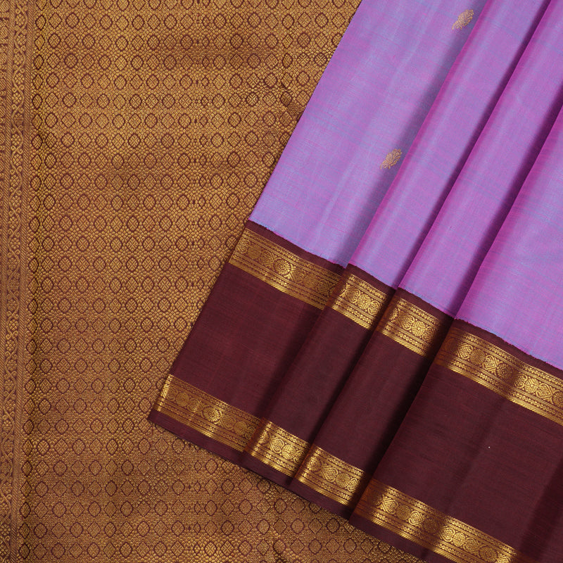 Hayagrivas Lilac Dual tone Colour Handloom Kanjivaram Silk Saree with Maroon Toned Brown Border KBE174D1-1