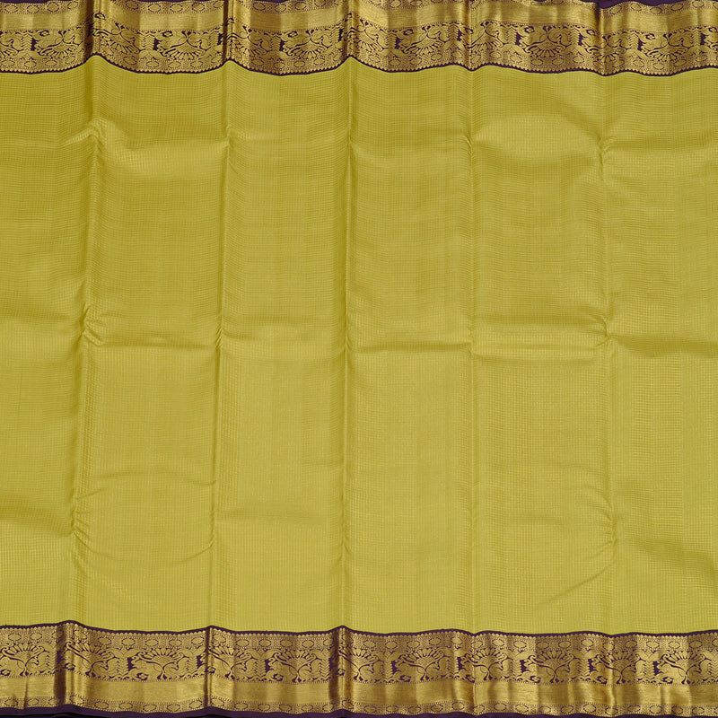 Hayagrivas Elaichi Green Handloom Kanjivaram Silk Saree with Dark Brown Border KBE174D5-1