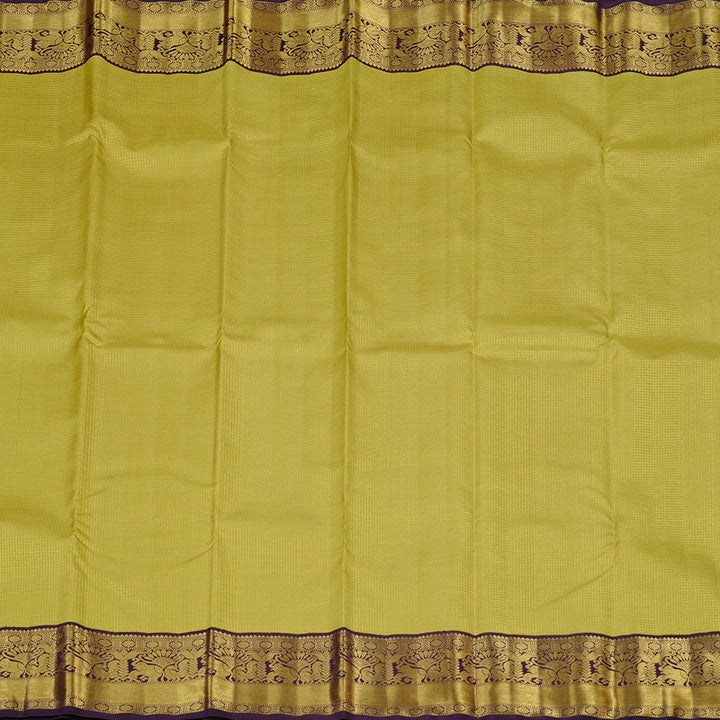 Hayagrivas Elaichi Green Handloom Kanjivaram Silk Saree with Dark Brown Border KBE174D5-1
