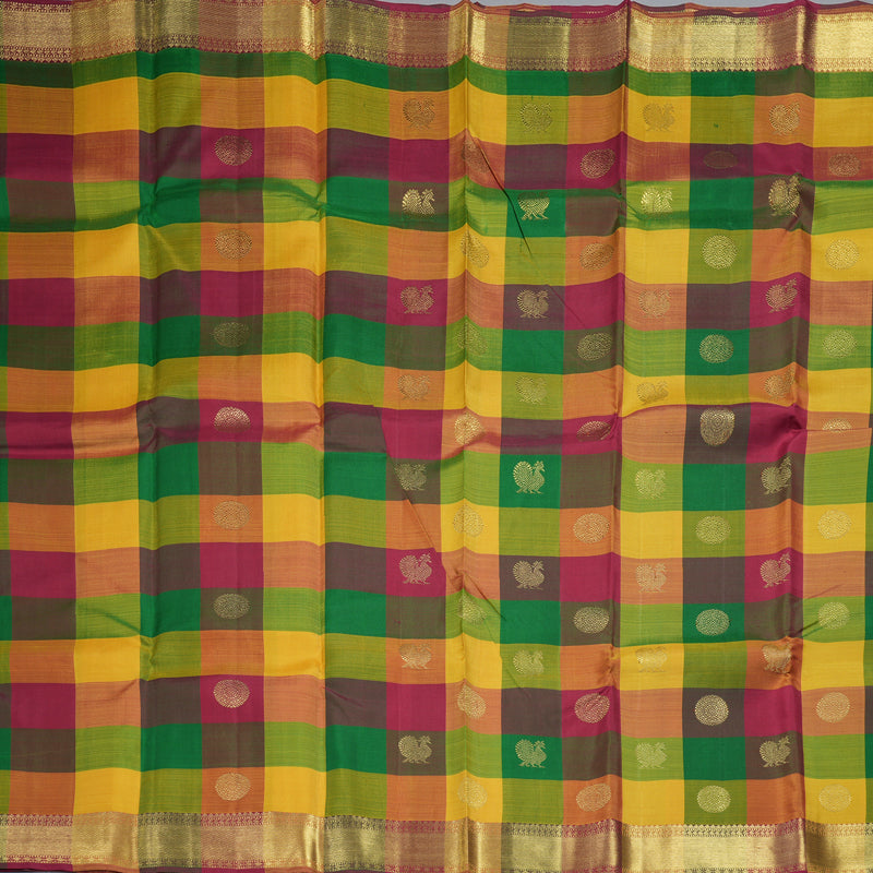 Hayagrivas Handloom Multicolour Checks Kanjivaram Silk Saree KBE1750K1-1