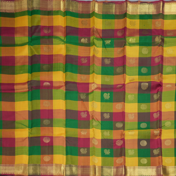 Hayagrivas Handloom Multicolour Checks Kanjivaram Silk Saree KBE1750K1-1