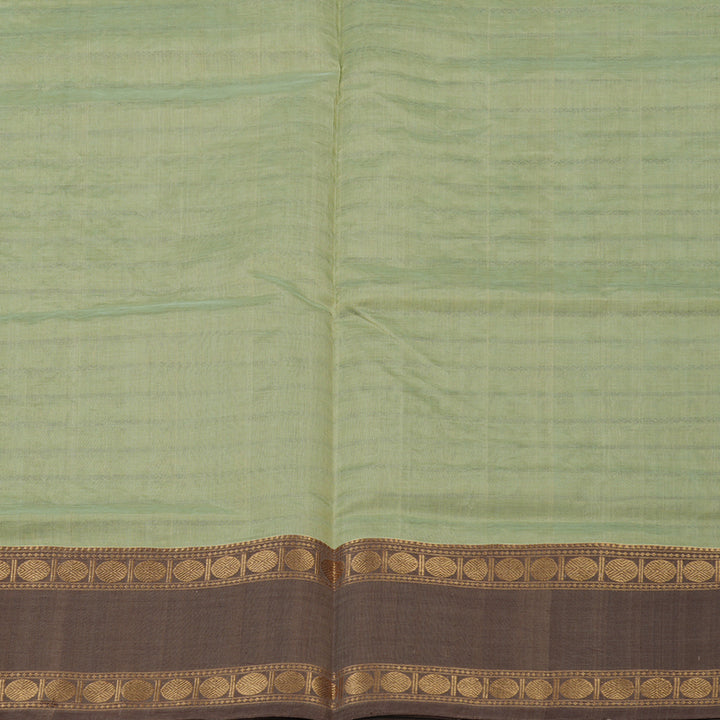 Hayagrivas Pista Green Pure Kanchi Silk Cotton Saree with Light brown border KBE1751K1-4