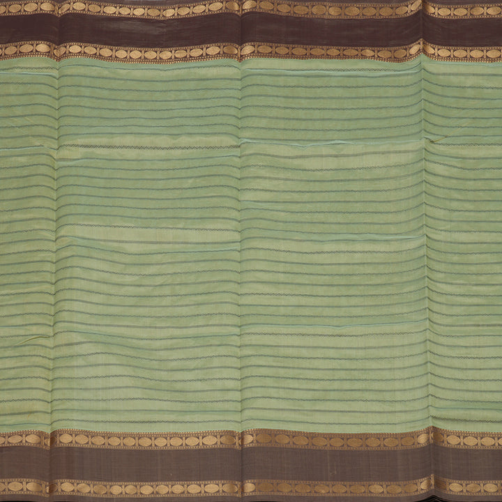 Hayagrivas Pista Green Pure Kanchi Silk Cotton Saree with Light brown border KBE1751K1-4