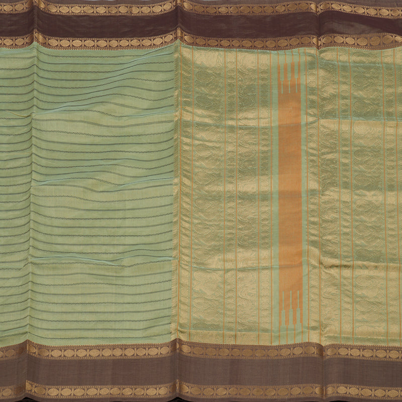 Hayagrivas Pista Green Pure Kanchi Silk Cotton Saree with Light brown border KBE1751K1-4