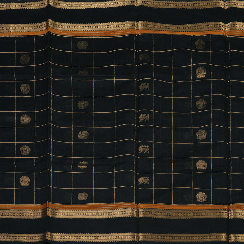 Hayagrivas Black Pure Kanchi Silk Cotton Saree KBE1751K3-1