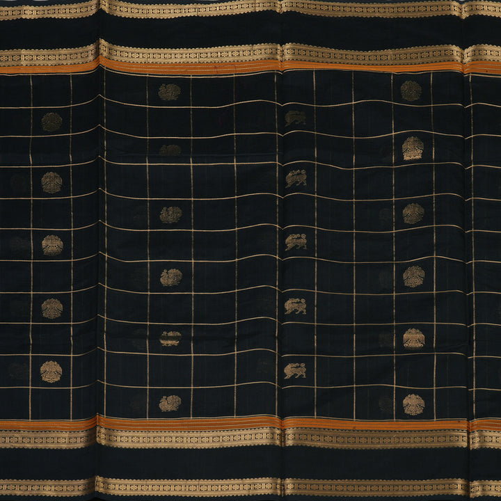 Hayagrivas Black Pure Kanchi Silk Cotton Saree KBE1751K3-1