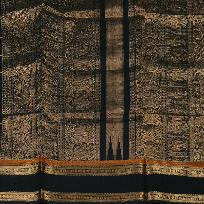 Hayagrivas Black Pure Kanchi Silk Cotton Saree KBE1751K3-1