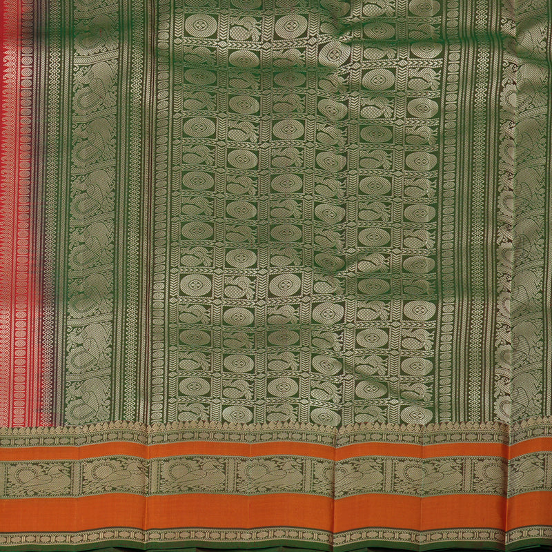 Hayagrivas Handloom Red Kanjivaram Silk Saree with Manthalir Border KBE1758K1-1