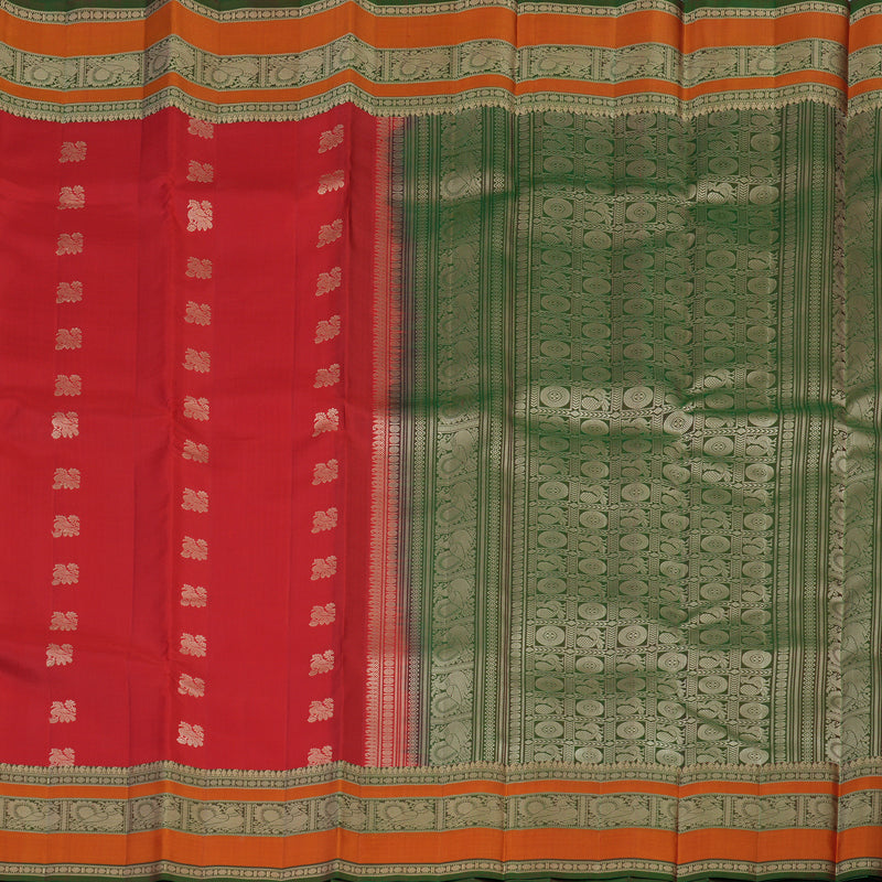 Hayagrivas Handloom Red Kanjivaram Silk Saree with Manthalir Border KBE1758K1-1
