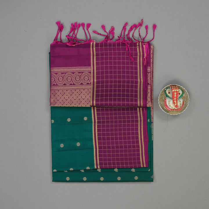 Hayagrivas Peacock Green Pure Soft Silk Saree KBE1762K1-17