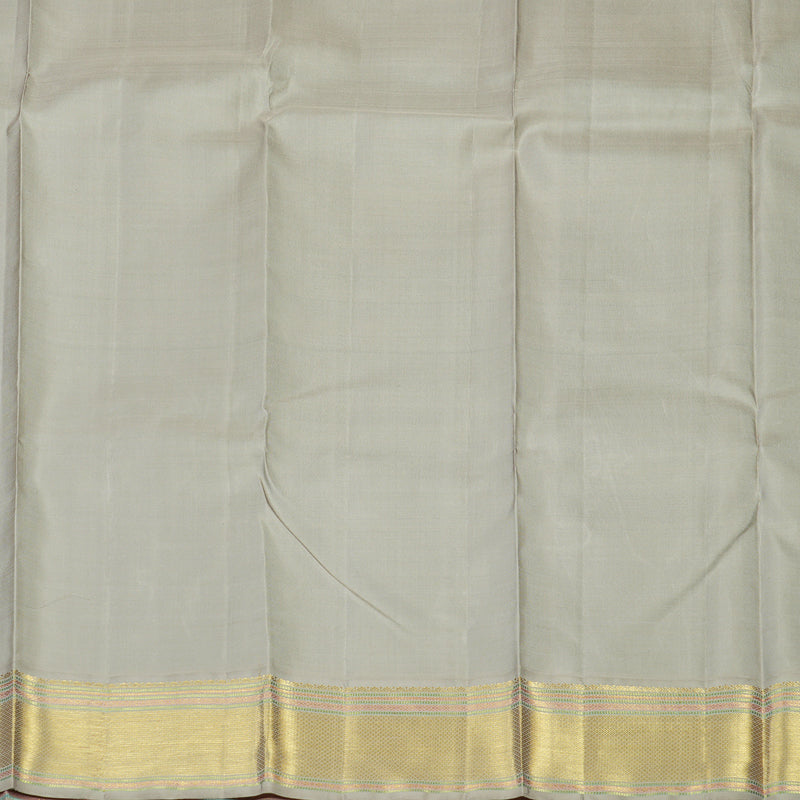 Hayagrivas Handloom Peacock Green Kanjivaram Silk Saree with Silver Grey border KBE1765K4-1