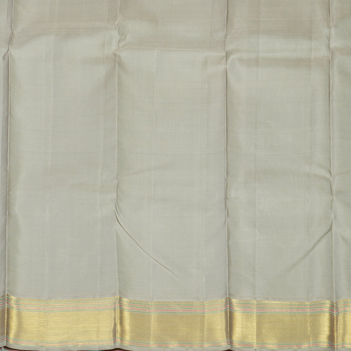 Hayagrivas Handloom Peacock Green Kanjivaram Silk Saree with Silver Grey border KBE1765K4-1