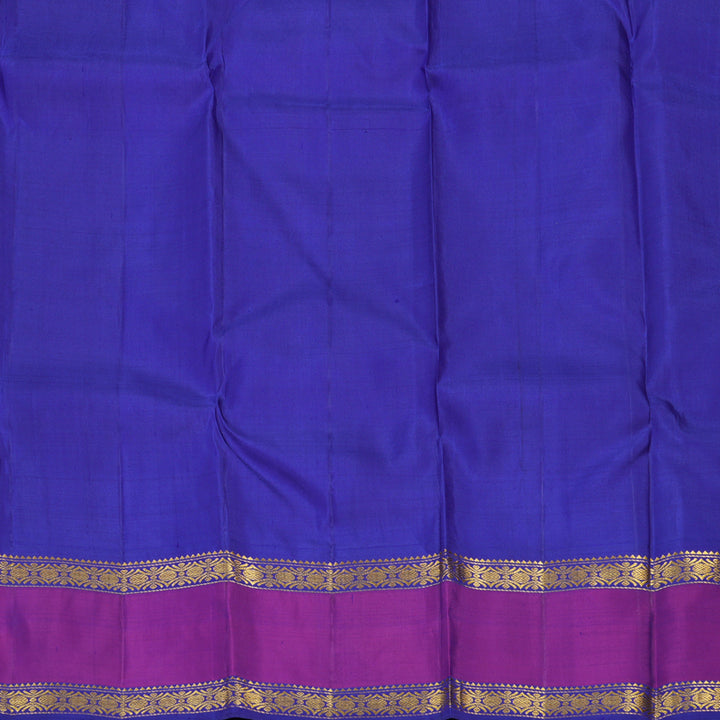 Hayagrivas Handloom Lemon Yellow Kanjivaram Silk Saree with Purple border KBE1767K1-1