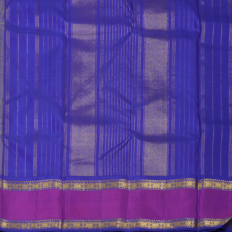 Hayagrivas Handloom Lemon Yellow Kanjivaram Silk Saree with Purple border KBE1767K1-1