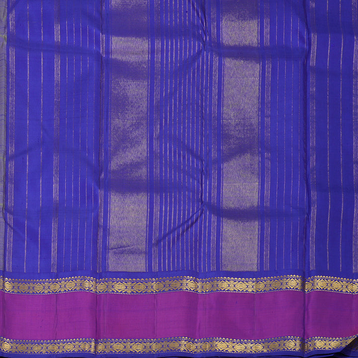 Hayagrivas Handloom Lemon Yellow Kanjivaram Silk Saree with Purple border KBE1767K1-1