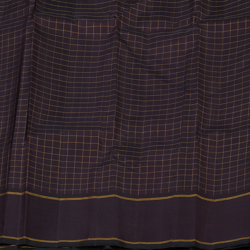Hayagrivas Handloom Dark brown Paalum pazhamum checks Kanjivaram silk saree KBE176D11-1