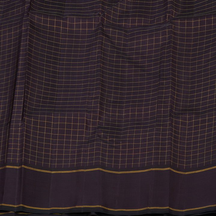 Hayagrivas Handloom Dark brown Paalum pazhamum checks Kanjivaram silk saree KBE176D11-1