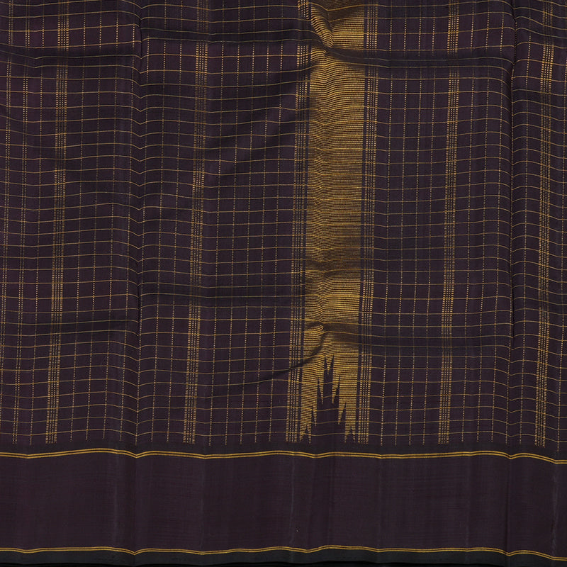 Hayagrivas Handloom Dark brown Paalum pazhamum checks Kanjivaram silk saree KBE176D11-1