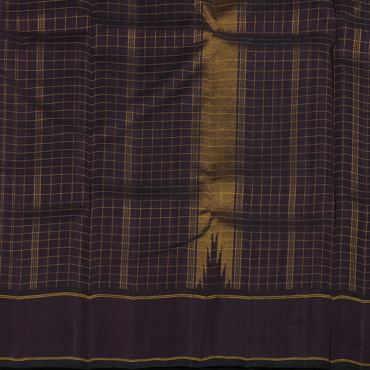 Hayagrivas Handloom Dark brown Paalum pazhamum checks Kanjivaram silk saree KBE176D11-1