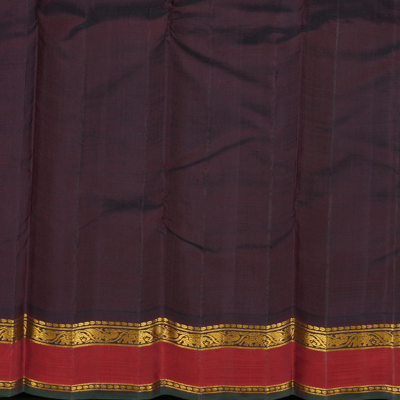 Hayagrivas Orange With Maroon Checks Handloom Kanjivaram Silk Saree with Maroon Border KBE176D14-1