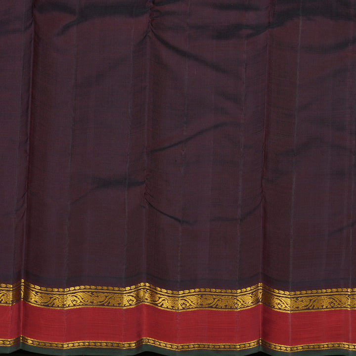 Hayagrivas Orange With Maroon Checks Handloom Kanjivaram Silk Saree with Maroon Border KBE176D14-1