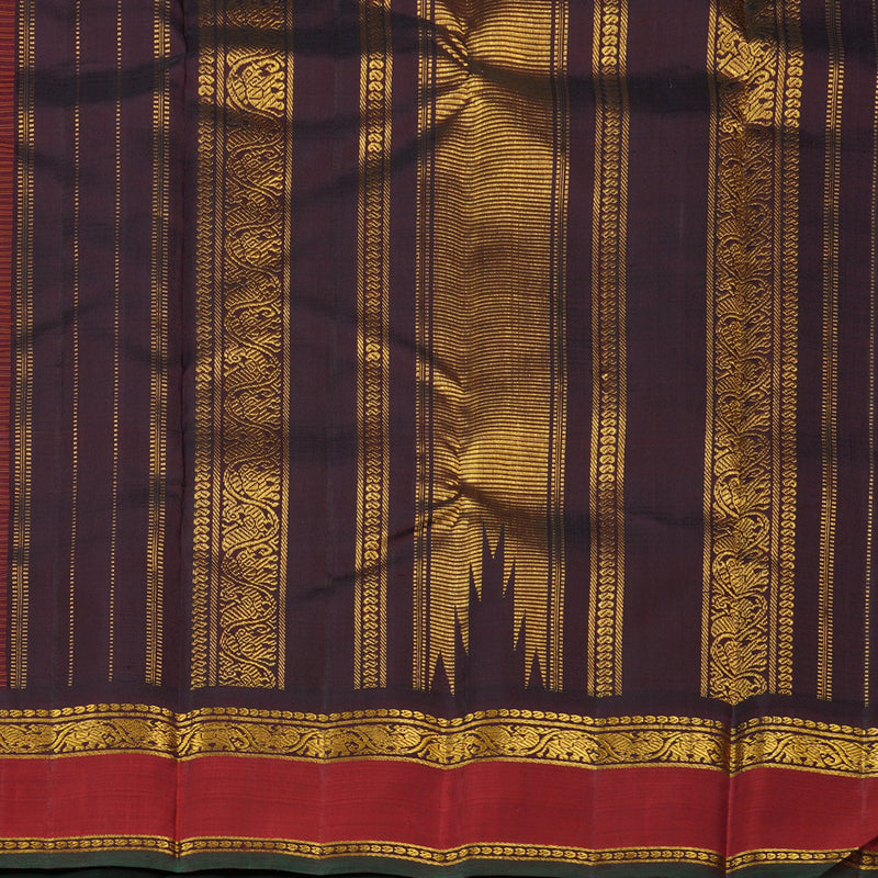 Hayagrivas Orange With Maroon Checks Handloom Kanjivaram Silk Saree with Maroon Border KBE176D14-1