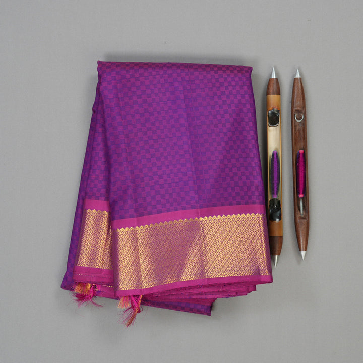Hayagrivas Handloom Kanjivaram silk saree in Purplish blue KBE176D15-1
