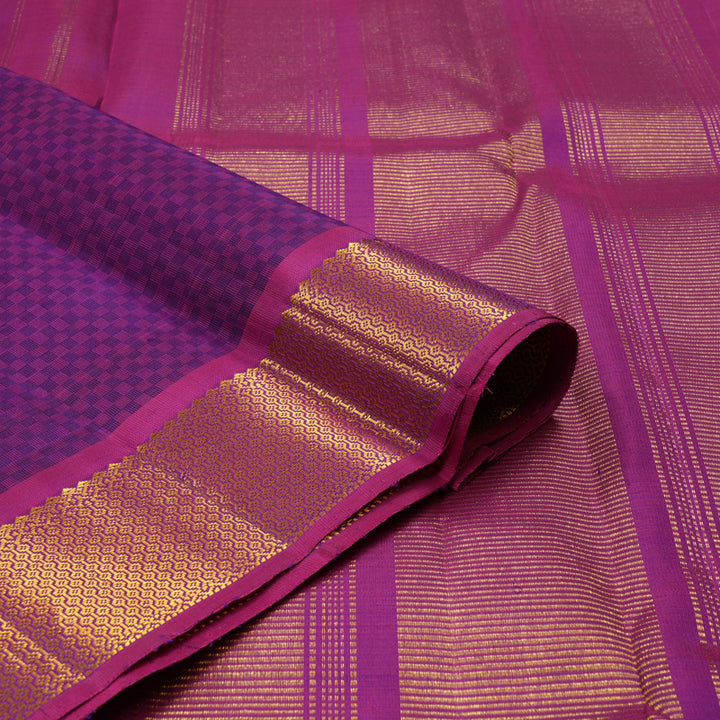 Hayagrivas Handloom Kanjivaram silk saree in Purplish blue KBE176D15-1