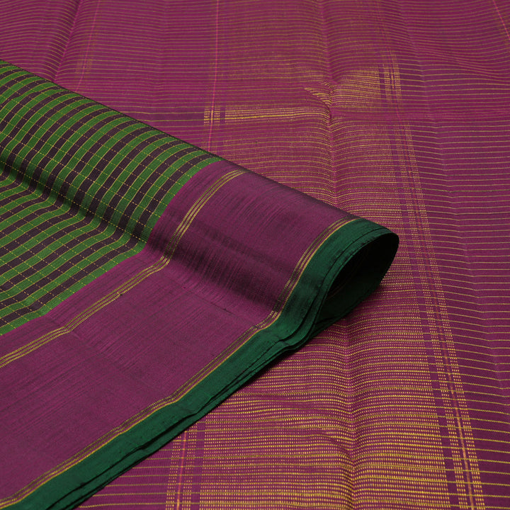 Hayagrivas Handloom Multicolour Checks Kanjivaram Silk Saree with Wine Purple border KBE176D16-1