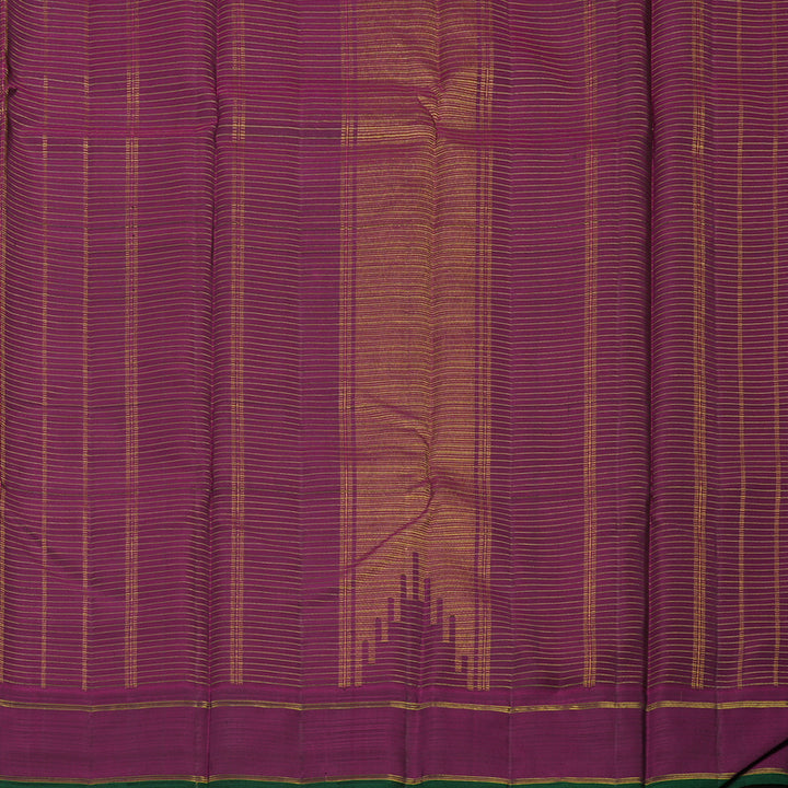 Hayagrivas Handloom Multicolour Checks Kanjivaram Silk Saree with Wine Purple border KBE176D16-1