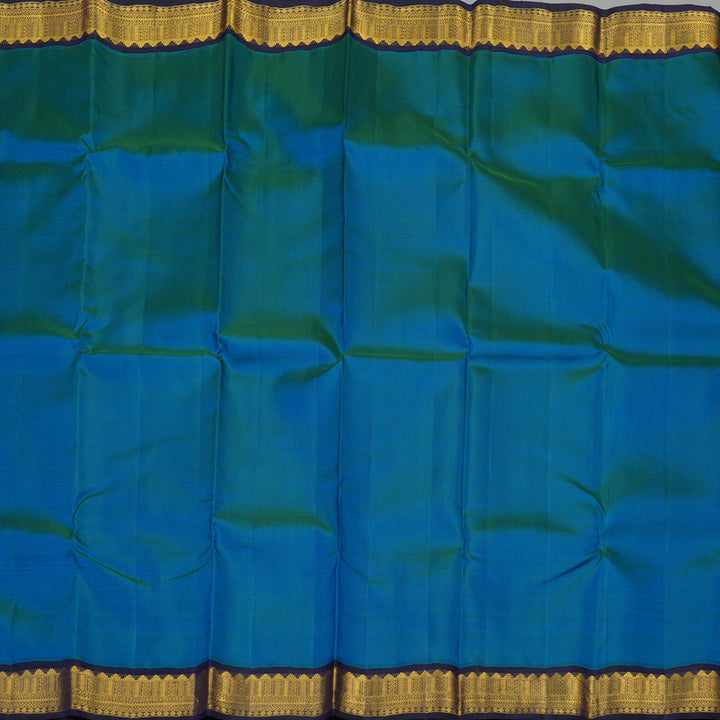 Hayagrivas Handloom Pure Kanjivaram Silk Saree in Rich Peacock Blue KBE176D4-1