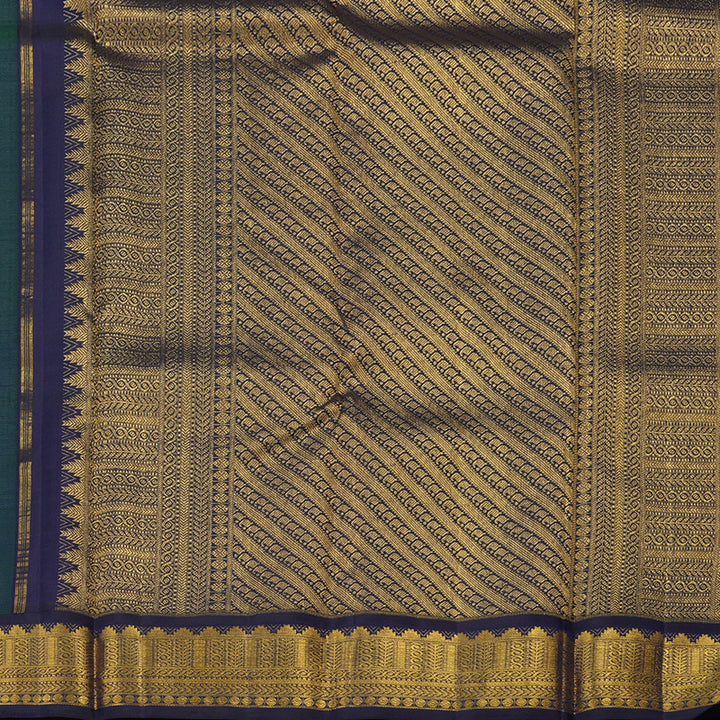 Hayagrivas Handloom Pure Kanjivaram Silk Saree in Rich Peacock Blue KBE176D4-1