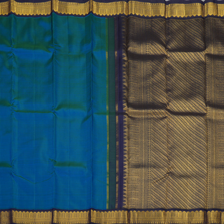 Hayagrivas Handloom Pure Kanjivaram Silk Saree in Rich Peacock Blue KBE176D4-1