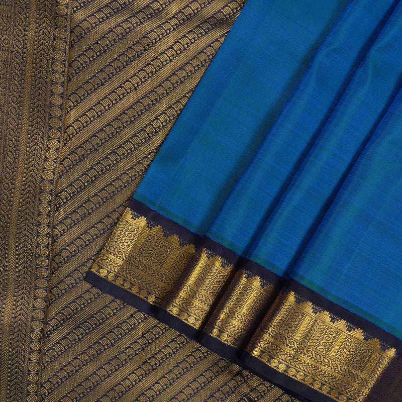 Hayagrivas Handloom Pure Kanjivaram Silk Saree in Rich Peacock Blue KBE176D4-1