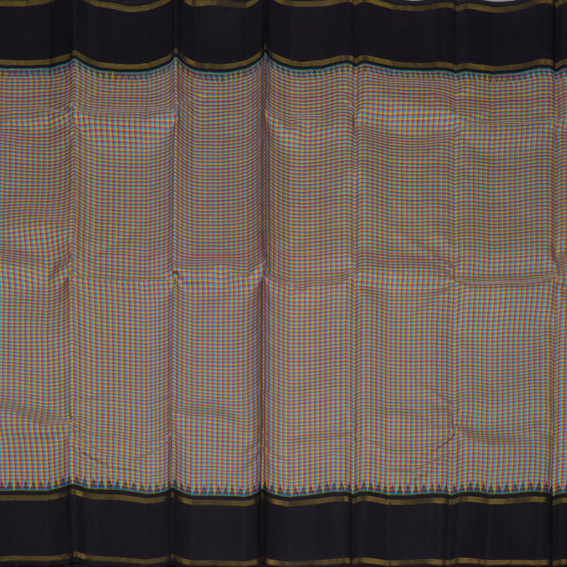 Hayagrivas Handloom Multicolour Checks Kanjivaram Silk Saree with Nagapazham border KBE176D7-1