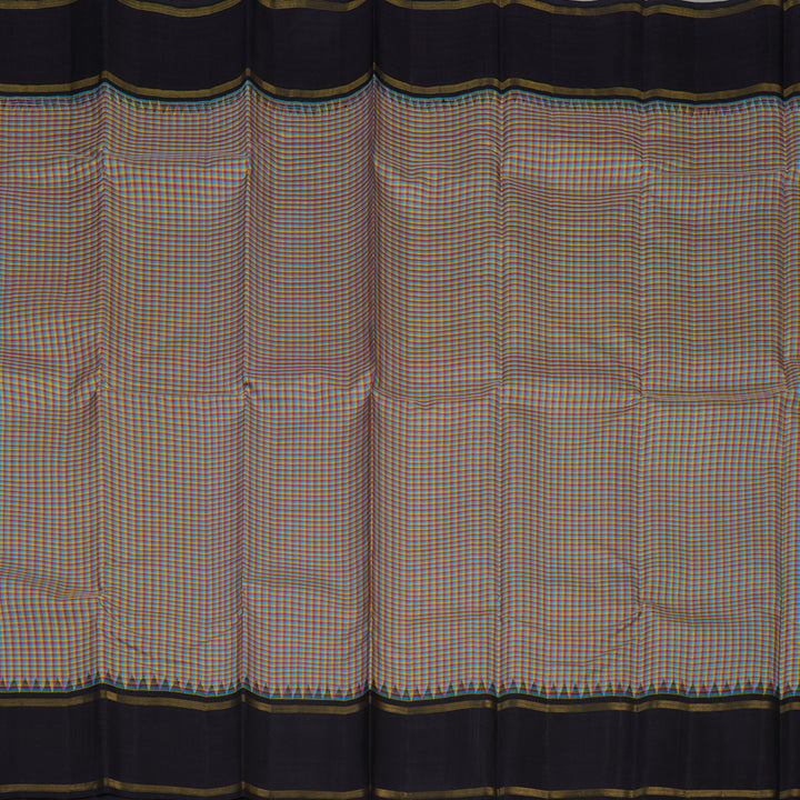 Hayagrivas Handloom Multicolour Checks Kanjivaram Silk Saree with Nagapazham border KBE176D7-1
