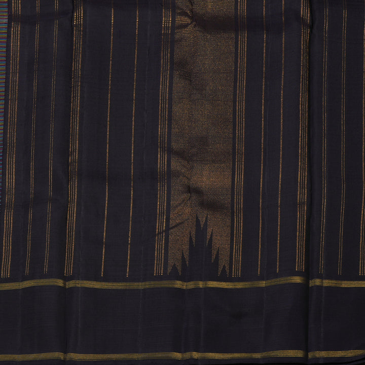 Hayagrivas Handloom Multicolour Checks Kanjivaram Silk Saree with Nagapazham border KBE176D7-1