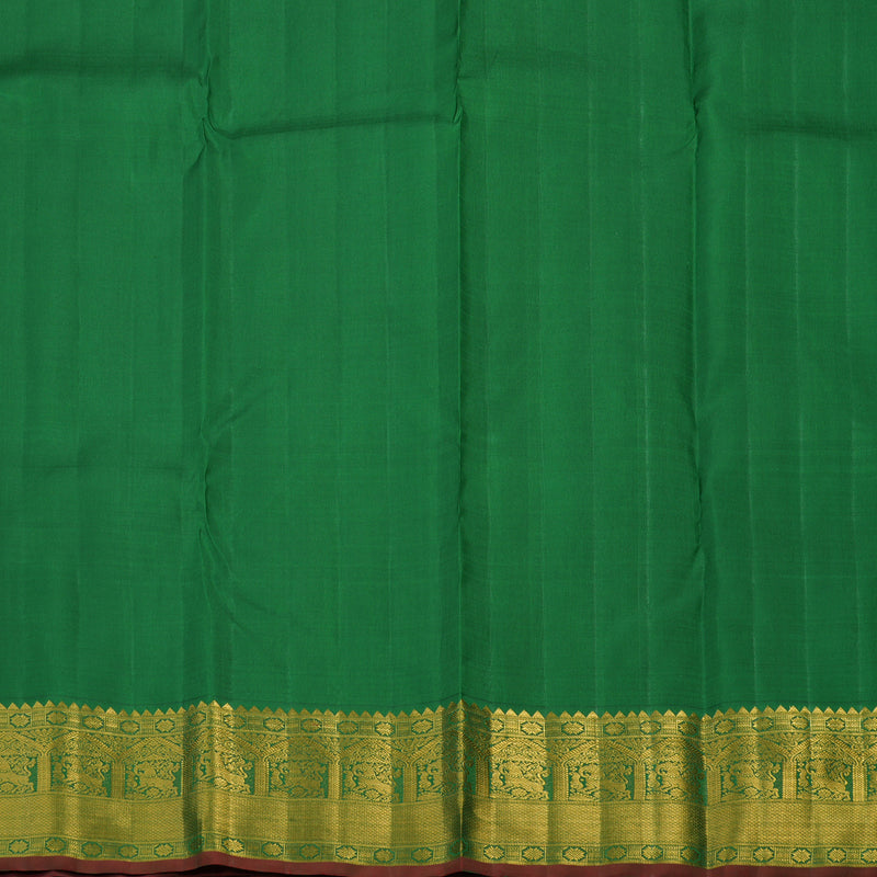 Hayagrivas Handloom Yellow Kanjivaram Silk Saree with Dark Green border KBE1770K2-2