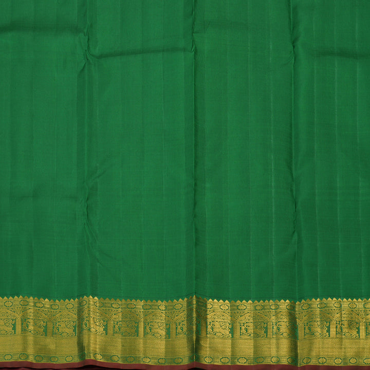 Hayagrivas Handloom Yellow Kanjivaram Silk Saree with Dark Green border KBE1770K2-2