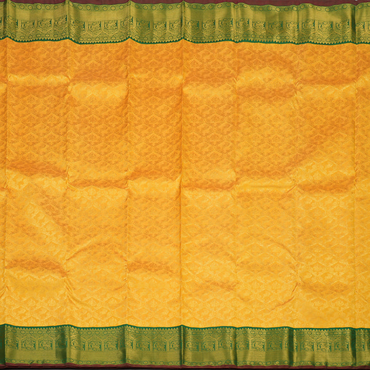 Hayagrivas Handloom Yellow Kanjivaram Silk Saree with Dark Green border KBE1770K2-2