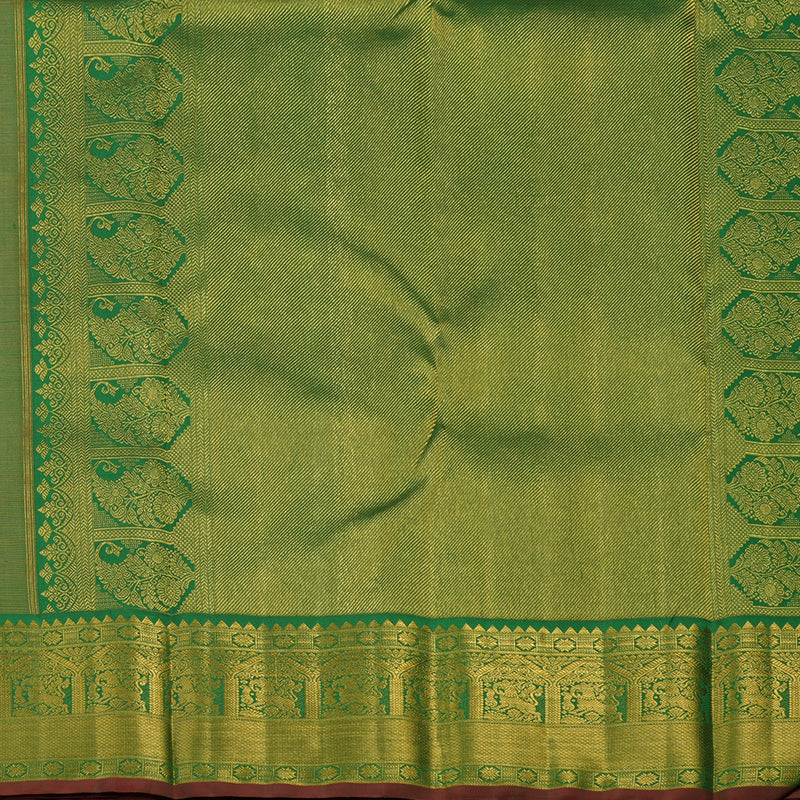 Hayagrivas Handloom Yellow Kanjivaram Silk Saree with Dark Green border KBE1770K2-2