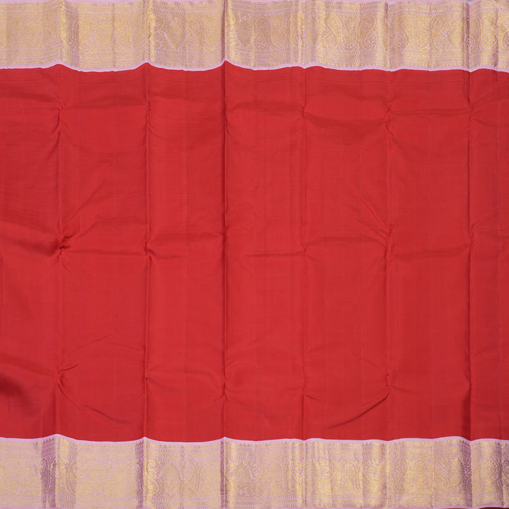 Hayagrivas Handloom Red Kanjivaram Silk Saree with Light Pink Border KBE1770K3-1