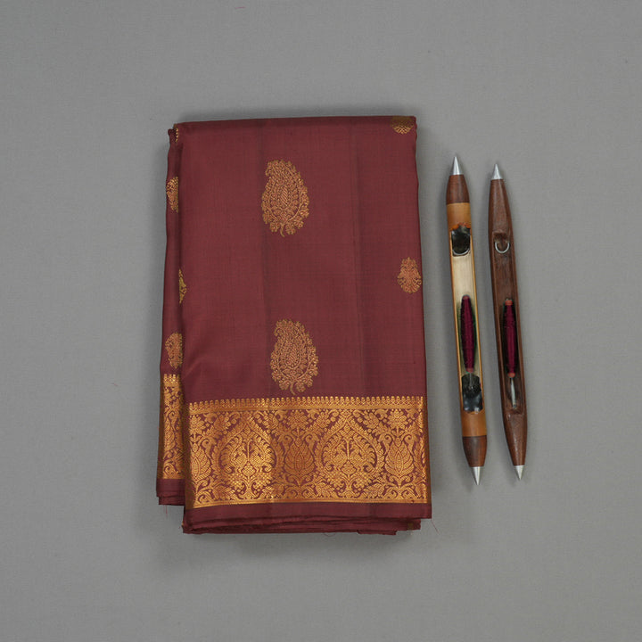 Hayagrivas Handloom Maroon Kanjivaram Silk Saree with Maroon Border KBE1770K6-1