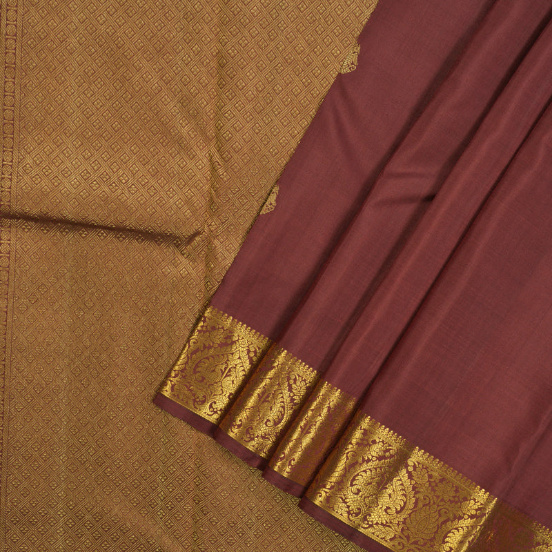 Hayagrivas Handloom Maroon Kanjivaram Silk Saree with Maroon Border KBE1770K6-1