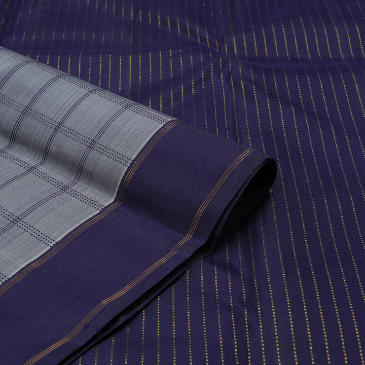 Hayagrivas Handloom Grey Kanjivaram Silk Saree with Navy Blue border KBE1770K7-1