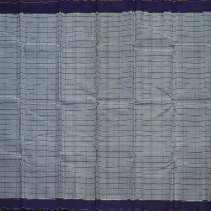 Hayagrivas Handloom Grey Kanjivaram Silk Saree with Navy Blue border KBE1770K7-1