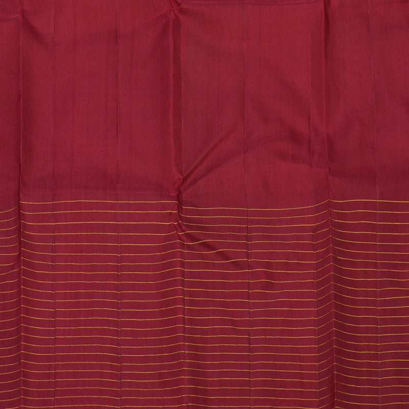 Hayagrivas Handloom Half White Kanjivaram Silk Saree with Maroon & Green Checked border KBE1773K1-1